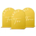 Gold arched acrylic wedding table number signs set, modern mirror finish place card displays. - Large Size: Numbers 1-10 Set / BTU327: 2mm Double-Sided Gold