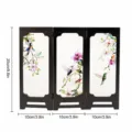 Vintage miniature wooden folding screen tabletop ornament with floral and bird art decor. - PF-XFB006 (Boxed)