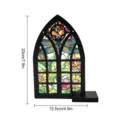 Gothic style wooden stained glass window decor dragonfly floral tabletop craft ornament - TGMZ001 (Floral Dragonfly) / With Base & Black String [Cardboard Packaging]