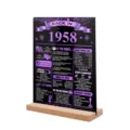 1958 Anniversaire Acrylique Panneau Jalon Affiche Décoration Table Rétro Fête Cadeau Homme - BT105B : Style 1958 violet et or