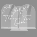 Clear acrylic arch table numbers with stand wedding party table sign decor set. - Large Size: Numbers 1-10 Set / BTU327: 2mm Transparent