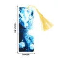 Blue dragon acrylic bookmark with gold tassel, beautiful transparent reading page marker. - SQTYU043