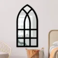 Arch Mirror Wall Sticker Acrylic Black Window Frame Decorative Mirror for Living Room Bedroom - MZ425-Style C