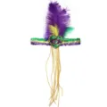 Karneval Feder Stirnband mit Pailletten, bunten Straussenfedern und goldenen Perlen. - Feder- und Perlenherz Modell