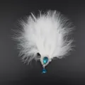 Pinza de pelo de pluma blanca con colgante de pedrería azul para accesorios de fiesta mujer. - Blanco (Strass Azul Real)