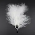 Pinza de pelo de pluma blanca con cristal lágrima negro estrás elegante accesorio moda - Blanco (Strass Negro)