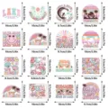 Close up of cute summer retro decorative fridge magnets showing various stylish patterns & sizes. - Summer Retro (CT424) / Magnetic Sticker