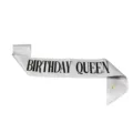 Silver glitter birthday queen sash party decoration belt for women girls celebration event. - Style 04 (BIRTHDAY QUEEN - Silver)