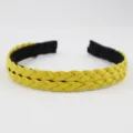 Gele gevlochten haarband, dubbele modieuze haarhoepel voor dames en dagelijkse minimalistenstijl. - Geel