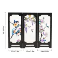 Miniature wooden folding screen with stained glass floral art for desktop home decor display. - PF-XFB011 (Boxed)