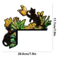 Adesivo per porta d'angolo gatto e farfalla in vetro colorato, accento murale decorativo. - MZ892 - lato sinistro / Con adesivo spugnoso (imballaggio in cartone KT)
