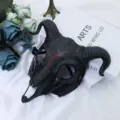 Halloween black goat skull mask full face gothic cosplay party props animal masquerade mask - Ram Full Face Mask [Black]