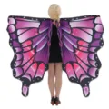 Halloween butterfly wings cape shawl colorful printed cloak for women party performance. - Tops / Starry Purple Red