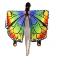 Colorful rainbow butterfly wings cape for kids dance performance, Halloween costume cloak. - Colorful