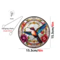 Acrylic stained glass hummingbird sun catcher window hanging with chain and hook decor. - TYU719 - 15cm