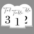 Acrylic wedding table numbers set, arched place cards detail view, modern party decor display. - BTU329: 2mm White