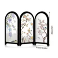 Miniature Chinese style desktop folding screen ornament with elegant flower and bird art design. - PF-JN-XFB103 (Boxed)