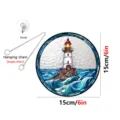 Acrylic Stained Glass Lighthouse Suncatcher Wall Hanging Home Decor with Hook and Chain 15cm - TYU722 - 15cm