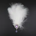 Pinza de pelo de pluma blanca con cristal strass morado para elegante estilo de moda - Blanco (Strass Púrpura)