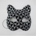 Masque chat paillettes Halloween fête de mascarade demi-visage costume géométrique accessoire - Chat composite - argent