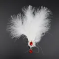 Pinza de pelo de pluma blanca con colgante de estrás rojo, elegante accesorio retro. - Blanco (Strass Rojo)