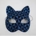 Masque de chat géométrique pailleté bleu, loup masque de mascarade pour fête Halloween. - Chat composite - Bleu