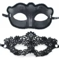 Zwarte kanten masker set, elegante sexy oogmaskers voor Halloween feestje kostuum props. - Matte Vlinder Met Gevormde Zesbladige Kant