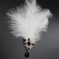 Horquilla de pluma de moda europea y americana strass gema negra elegante accesorio para la cabeza - Blanco (Gema Negra)