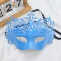 Máscara de mascarada azul media cara corona hueca fiesta retro máscara de ojos. - Corona de una pieza - azul