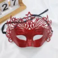 Máscara de mascarada hueca roja para fiesta Halloween disfraz corona accesorio ojo - Corona de una pieza - rojo