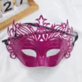 Máscara de Carnaval Púrpura Corona Media Cara Fiesta Halloween Accesorio para Ojos - Corona integrada - Rojo rosa