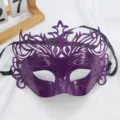 Máscara de mascarada de media cara con corona morada para fiesta de Halloween cosplay - Corona integrada - púrpura