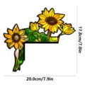 Dettaglio dell'adesivo angolare girasole in vetro colorato, decorazione murale vivida. - MZ896 - Lato sinistro / Con adesivo spugnoso (imballaggio in cartone KT)