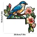 Adesivo angolare per porta uccello blu in vetro colorato legno decorazione murale 20cm - MZ898 - Lato destro / Con adesivo spugnoso (imballaggio in cartone KT)