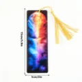 Acrylic bookmark with colorful wing design and golden tassel, translucent reading page marker. - SQTYU050