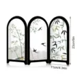 Desktop mini folding mirror screen with Chinese bamboo and swallow pattern, 23x11cm decor item. - PF-JN-XFB105 (Boxed)