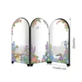 Detailed view of the mini 3-panel folding screen mirror with elegant floral artwork and arch design. - PF-JN-XFB107 (Boxed)