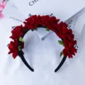 Halloween Gothic Red Rose Skull Headband Wide Hair Hoop Party Cosplay Hair Accessories - Rose Skull Headband (Thick Style)