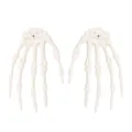 Halloween skeleton hands props plastic scary bone decorations for haunted house party decor pair - White