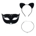 Halloween black cat mask rhinestone headband and choker set sexy party costume accessories - Rhinestone Pearl Cat Mask Set