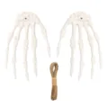 Halloween skeleton hands hanging decoration with rope for party door curtain and haunted house decor - White Skeleton Hands / One Pair