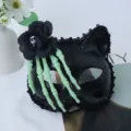 Halloween black cat half face mask with skeleton hand green rose party cosplay props - Rose Hand Bone Mask - Green