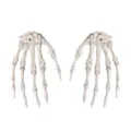 Halloween skeleton hands spooky horror decoration props plastic bone claws pair for party - Retro White