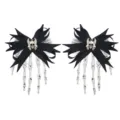 Halloween gotische schedel hand haarspelden zwarte strik mesh haaraccessoire feest - Skeletkop Haarspeld (Retro Handbot) Paar
