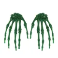 Green skeleton hand hair clips Halloween scary props plastic party decoration accessories - Dark Green