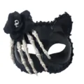 Halloween black cat mask skull hand bone flower half face cosplay party props masquerade - Rose Hand Bone Mask - White Old Style