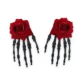 Gotische skelet hand roos haarspelden, unieke Halloween donkere stijl eendebek haaraccessoires. - Roos Haarspeld (Zwart Handbot) Paar
