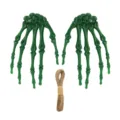 Halloween green skeleton hands props with hanging rope spooky party decor haunted house - Dark Green Skeleton Hands / One Pair