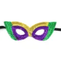 Pailletten Mardi Gras oogmasker in paars, groen en goud met elastische band voor feestje. - Stijl B (Paars)