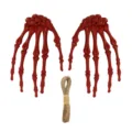 Halloween skull hands hanging decor scary props party haunted house spooky decoration - Red Skeleton Hands / One Pair